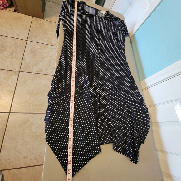Michael Kors Black with White Polka Dot Dress with Shark-bite Hem Women's Size M - Picture 15 of 15